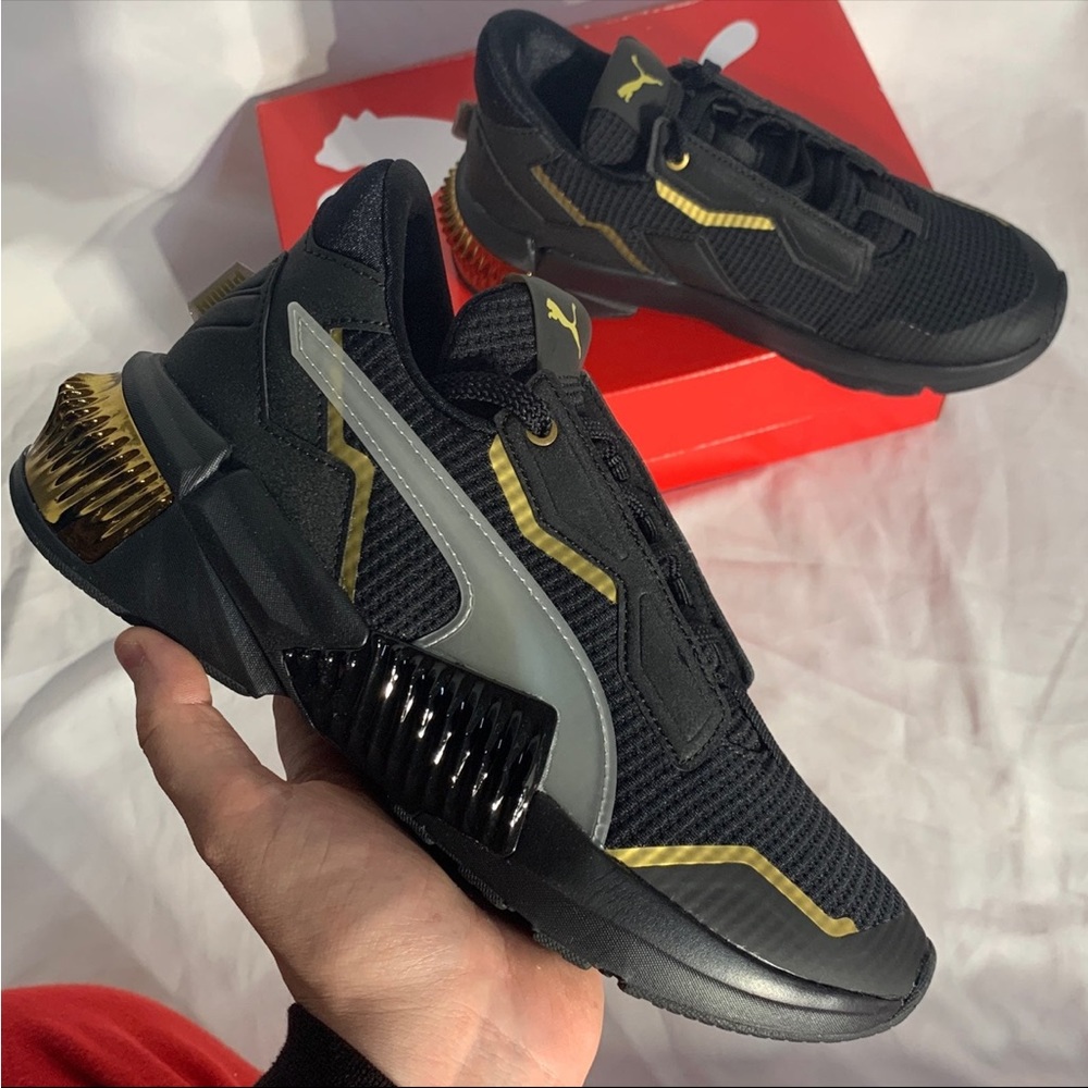 Puma Provoke XT Mid Top Shoes Black Gold Grey New Womans 6.5 / 5.5 - Picture 2 of 8